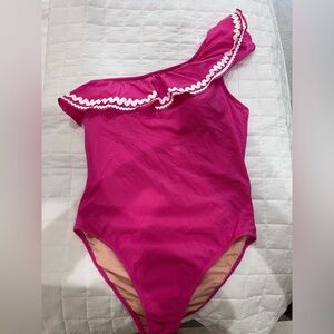 Pink One-Shoulder Swimsuit with Ruffle